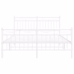 vidaXL Metal Bed Frame Home Bedroom Bed Base Mattress Foundation Bedstead - white, 135x190 cm/with headboard & footboard - Additional view 4