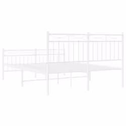 vidaXL Metal Bed Frame Home Bedroom Bed Base Mattress Foundation Bedstead - white, 135x190 cm/with headboard & footboard - Additional view 6
