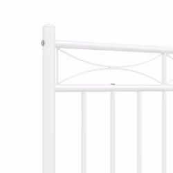 vidaXL Metal Bed Frame Home Bedroom Bed Base Mattress Foundation Bedstead - white, 135x190 cm/with headboard & footboard - Additional view 7