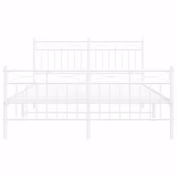 vidaXL Metal Bed Frame Home Bedroom Bed Base Mattress Foundation Bedstead - white, 140x190 cm/with headboard & footboard - Additional view 4