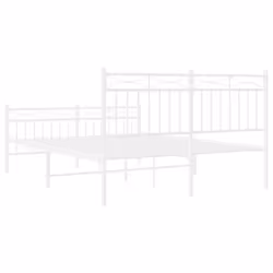 vidaXL Metal Bed Frame Home Bedroom Bed Base Mattress Foundation Bedstead - white, 140x190 cm/with headboard & footboard - Additional view 6