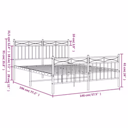 vidaXL Metal Bed Frame Home Bedroom Bed Base Mattress Foundation Bedstead - white, 140x190 cm/with headboard & footboard - Additional view 8