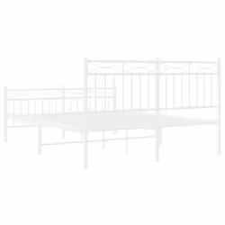 vidaXL Metal Bed Frame Home Bedroom Bed Base Mattress Foundation Bedstead - white, 140x200 cm/with headboard & footboard - Additional view 6