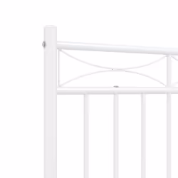 vidaXL Metal Bed Frame Home Bedroom Bed Base Mattress Foundation Bedstead - white, 140x200 cm/with headboard & footboard - Additional view 7