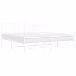 vidaXL Metal Bed Frame Home Bedroom Bed Base Mattress Foundation Bedstead - white, 183x213 cm/with headboard & footboard - Additional view 2