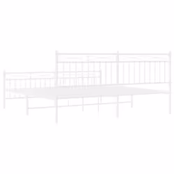 vidaXL Metal Bed Frame Home Bedroom Bed Base Mattress Foundation Bedstead - white, 183x213 cm/with headboard & footboard - Additional view 6