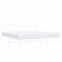vidaXL Metal Bed Frame Home Bedroom Bed Base Mattress Foundation Bedstead - white, 193x203 cm/with headboard & footboard - Additional view 2