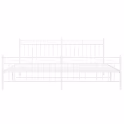 vidaXL Metal Bed Frame Home Bedroom Bed Base Mattress Foundation Bedstead - white, 193x203 cm/with headboard & footboard - Additional view 4