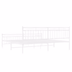 vidaXL Metal Bed Frame Home Bedroom Bed Base Mattress Foundation Bedstead - white, 193x203 cm/with headboard & footboard - Additional view 6