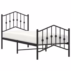 vidaXL Metal Bed Frame Home Bedroom Bed Base Mattress Foundation Bedstead - black, 75 x 190 cm/with headboard & footboard - Additional view 2