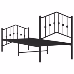 vidaXL Metal Bed Frame Home Bedroom Bed Base Mattress Foundation Bedstead - black, 75 x 190 cm/with headboard & footboard - Additional view 6