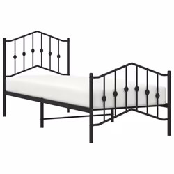 vidaXL Metal Bed Frame Home Bedroom Bed Base Mattress Foundation Bedstead - black, 80 x 200 cm/with headboard & footboard - Additional view 2