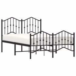 vidaXL Metal Bed Frame Home Bedroom Bed Base Mattress Foundation Bedstead - black, 120 x 200 cm/with headboard & footboard - Additional view 2