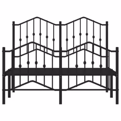 vidaXL Metal Bed Frame Home Bedroom Bed Base Mattress Foundation Bedstead - black, 120 x 200 cm/with headboard & footboard - Additional view 4