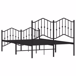 vidaXL Metal Bed Frame Home Bedroom Bed Base Mattress Foundation Bedstead - black, 120 x 200 cm/with headboard & footboard - Additional view 6