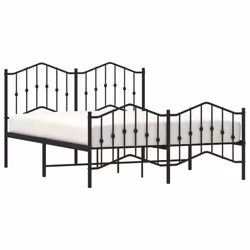 vidaXL Metal Bed Frame Home Bedroom Bed Base Mattress Foundation Bedstead - black, 140 x 200 cm/with headboard & footboard - Additional view 2