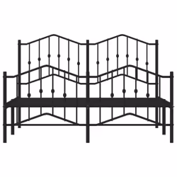 vidaXL Metal Bed Frame Home Bedroom Bed Base Mattress Foundation Bedstead - black, 140 x 200 cm/with headboard & footboard - Additional view 4