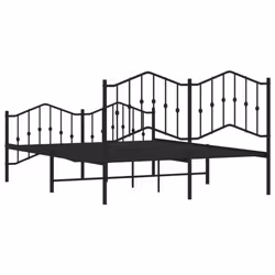 vidaXL Metal Bed Frame Home Bedroom Bed Base Mattress Foundation Bedstead - black, 140 x 200 cm/with headboard & footboard - Additional view 6