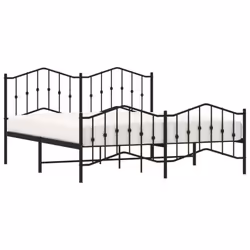 vidaXL Metal Bed Frame Home Bedroom Bed Base Mattress Foundation Bedstead - black, 183 x 213 cm/with headboard & footboard - Additional view 2