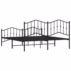 vidaXL Metal Bed Frame Home Bedroom Bed Base Mattress Foundation Bedstead - black, 183 x 213 cm/with headboard & footboard - Additional view 6