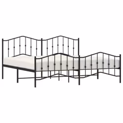 vidaXL Metal Bed Frame Home Bedroom Bed Base Mattress Foundation Bedstead - black, 193 x 203 cm/with headboard & footboard - Additional view 2