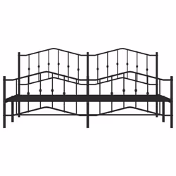 vidaXL Metal Bed Frame Home Bedroom Bed Base Mattress Foundation Bedstead - black, 193 x 203 cm/with headboard & footboard - Additional view 4