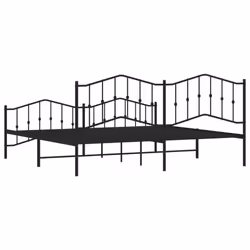 vidaXL Metal Bed Frame Home Bedroom Bed Base Mattress Foundation Bedstead - black, 193 x 203 cm/with headboard & footboard - Additional view 6