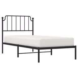 vidaXL Metal Bed Frame Home Bedroom Bed Base Mattress Foundation Bedstead - black, 90 x 200 cm/with headboard - Additional view 2