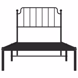 vidaXL Metal Bed Frame Home Bedroom Bed Base Mattress Foundation Bedstead - black, 90 x 200 cm/with headboard - Additional view 4