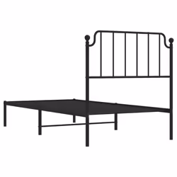 vidaXL Metal Bed Frame Home Bedroom Bed Base Mattress Foundation Bedstead - black, 90 x 200 cm/with headboard - Additional view 6