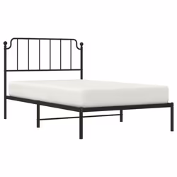 vidaXL Metal Bed Frame Home Bedroom Bed Base Mattress Foundation Bedstead - black, 107 x 203 cm/with headboard - Additional view 2