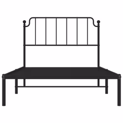 vidaXL Metal Bed Frame Home Bedroom Bed Base Mattress Foundation Bedstead - black, 107 x 203 cm/with headboard - Additional view 4