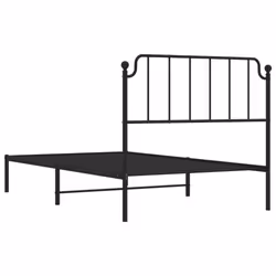 vidaXL Metal Bed Frame Home Bedroom Bed Base Mattress Foundation Bedstead - black, 107 x 203 cm/with headboard - Additional view 6