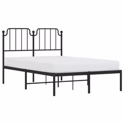 vidaXL Metal Bed Frame Home Bedroom Bed Base Mattress Foundation Bedstead - black, 120 x 190 cm/with headboard - Additional view 2