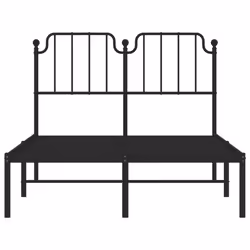 vidaXL Metal Bed Frame Home Bedroom Bed Base Mattress Foundation Bedstead - black, 120 x 190 cm/with headboard - Additional view 4