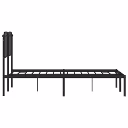 vidaXL Metal Bed Frame Home Bedroom Bed Base Mattress Foundation Bedstead - black, 120 x 190 cm/with headboard - Additional view 5