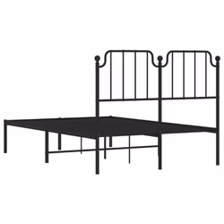vidaXL Metal Bed Frame Home Bedroom Bed Base Mattress Foundation Bedstead - black, 120 x 190 cm/with headboard - Additional view 6
