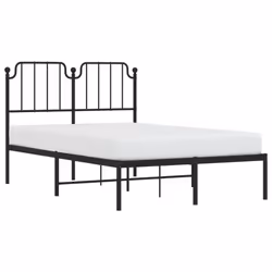 vidaXL Metal Bed Frame Home Bedroom Bed Base Mattress Foundation Bedstead - black, 120 x 200 cm/with headboard - Additional view 2