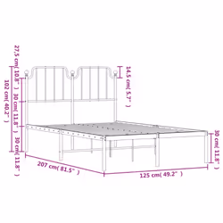 vidaXL Metal Bed Frame Home Bedroom Bed Base Mattress Foundation Bedstead - black, 120 x 200 cm/with headboard - Additional view 8