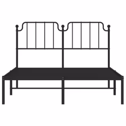 vidaXL Metal Bed Frame Home Bedroom Bed Base Mattress Foundation Bedstead - black, 135 x 190 cm/with headboard - Additional view 4