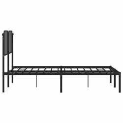vidaXL Metal Bed Frame Home Bedroom Bed Base Mattress Foundation Bedstead - black, 135 x 190 cm/with headboard - Additional view 5