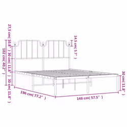 vidaXL Metal Bed Frame Home Bedroom Bed Base Mattress Foundation Bedstead - black, 140 x 190 cm/with headboard - Additional view 3