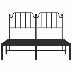vidaXL Metal Bed Frame Home Bedroom Bed Base Mattress Foundation Bedstead - black, 140 x 190 cm/with headboard - Additional view 4