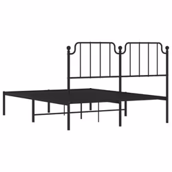 vidaXL Metal Bed Frame Home Bedroom Bed Base Mattress Foundation Bedstead - black, 140 x 190 cm/with headboard - Additional view 6