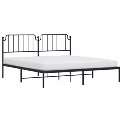 vidaXL Metal Bed Frame Home Bedroom Bed Base Mattress Foundation Bedstead - black, 183 x 213 cm/with headboard - Additional view 2