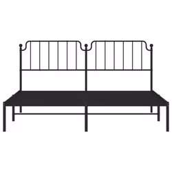 vidaXL Metal Bed Frame Home Bedroom Bed Base Mattress Foundation Bedstead - black, 183 x 213 cm/with headboard - Additional view 4