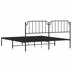 vidaXL Metal Bed Frame Home Bedroom Bed Base Mattress Foundation Bedstead - black, 183 x 213 cm/with headboard - Additional view 6