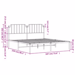 vidaXL Metal Bed Frame Home Bedroom Bed Base Mattress Foundation Bedstead - black, 183 x 213 cm/with headboard - Additional view 8