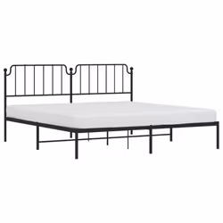 vidaXL Metal Bed Frame Home Bedroom Bed Base Mattress Foundation Bedstead - black, 193 x 203 cm/with headboard - Additional view 2