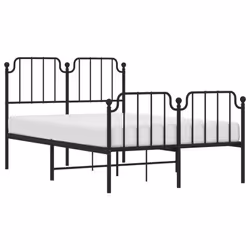 vidaXL Metal Bed Frame Home Bedroom Bed Base Mattress Foundation Bedstead - black, 120 x 200 cm/with headboard & footboard - Additional view 2